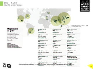 Fonte: “Megacidades do globo” in Visão;
novembro 2009; n.º 870
WORLD
TREND
REPORT
2012 / 2013
518
LIVE THE CITY
REVISÃO DE CONTEÚDOS
Documento licenciado a Luis Rasquilha com o email luis.rasquilha@ayrww.com
 