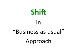 Shi$  
        in  
“Business as usual”  
    Approach  
 