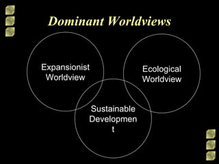 Dominant Worldviews Expansionist Worldview Ecological Worldview Sustainable Development 