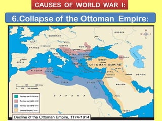 CAUSES OF WORLD WAR I:
6.Collapse of the Ottoman Empire:
 