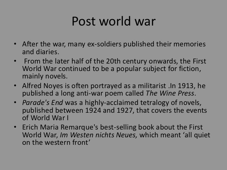 World war 1 and post war english