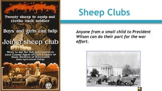 Sheep Clubs
Anyone from a small child to President
Wilson can do their part for the war
effort.
 