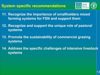 Sustainable Agricultural Development for Food Security and Nutrition: What Roles for Livestock? A report by the CFS High Level Panel of Experts on Food Security and Nutrition