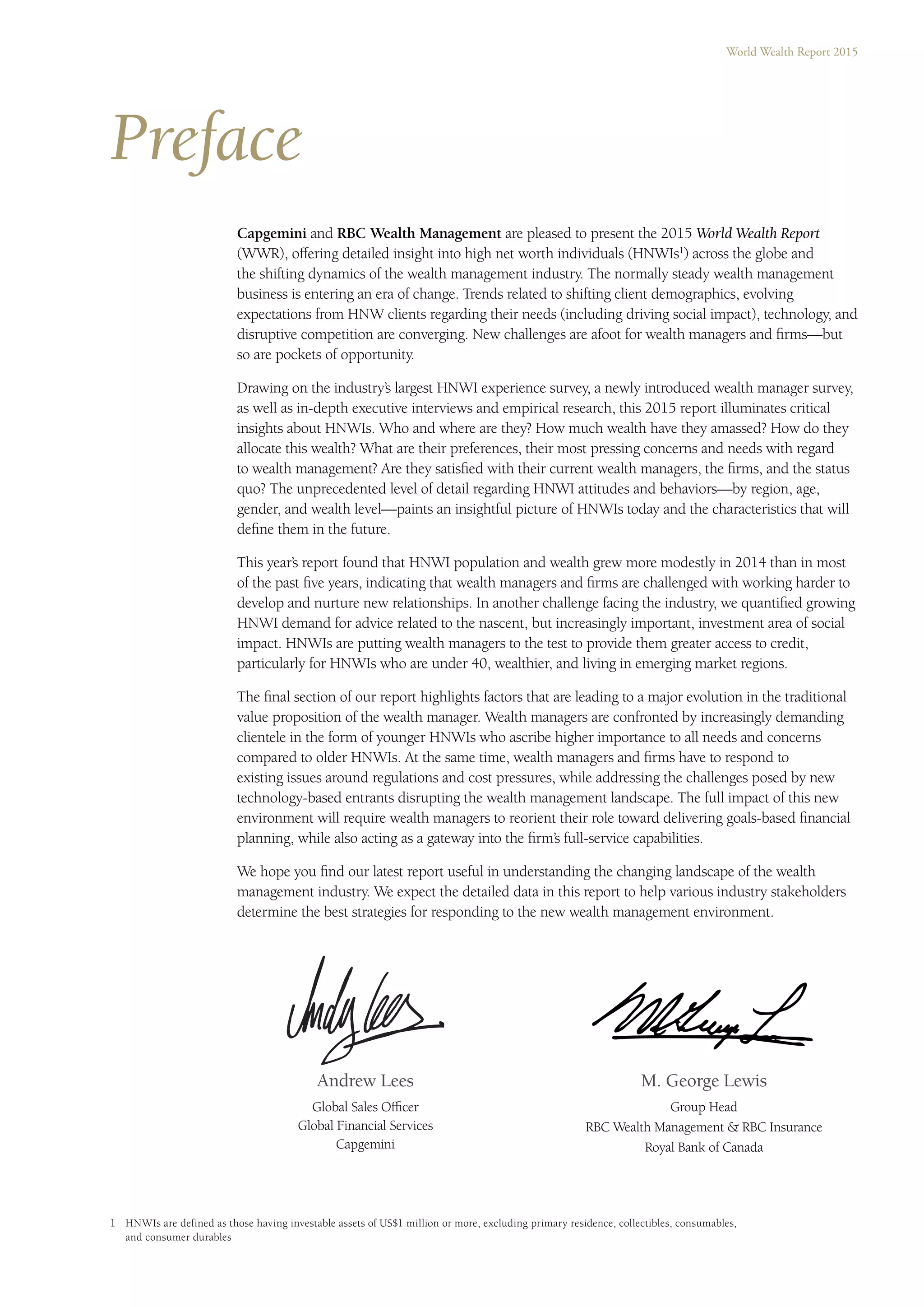World Wealth Report 2015 from Capgemini and RBC Wealth Management | PDF