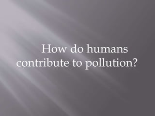 How do humans
contribute to pollution?
 