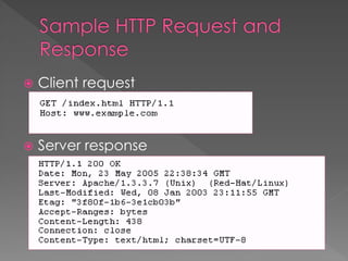  Client request
 Server response
 