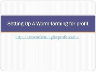 Setting Up A Worm farming for profit

   http://wormfarmingforprofit.com/
 