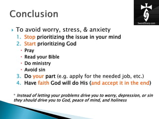 Worry Stress & Anxiety... What the Bible says about it | PDF