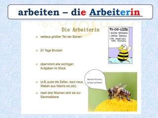 arbeiten – die ___________Arbeiterin
 