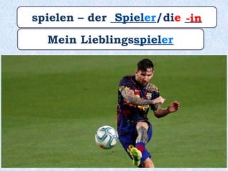 spielen – der ________/die ___Spieler -in
Mein Lieblings_______spieler
 