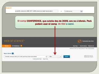 El camp CONFERENCE, que existia des de 2009, ara no s’ofereix. Però
podem usar el camp de títol a canvi.
 