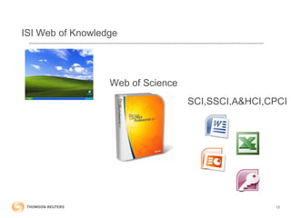 12
ISI Web of Knowledge
Web of Science
SCI,SSCI,A&HCI,CPCI
 