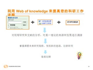 58
利用 Web of knowledge 来提高您的科研工作
流程
 