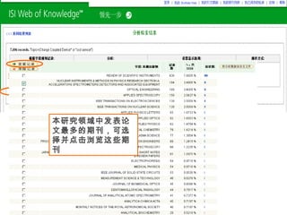 本研究领域中发表论
文最多的期刊，可选
择并点击浏览这些期
刊
 