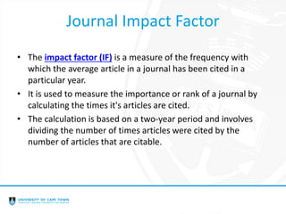 Finding Journal Impact Factor using Journal Citation Reports | PPT