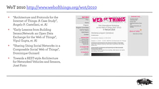 5 Years of Web of Things Workshops