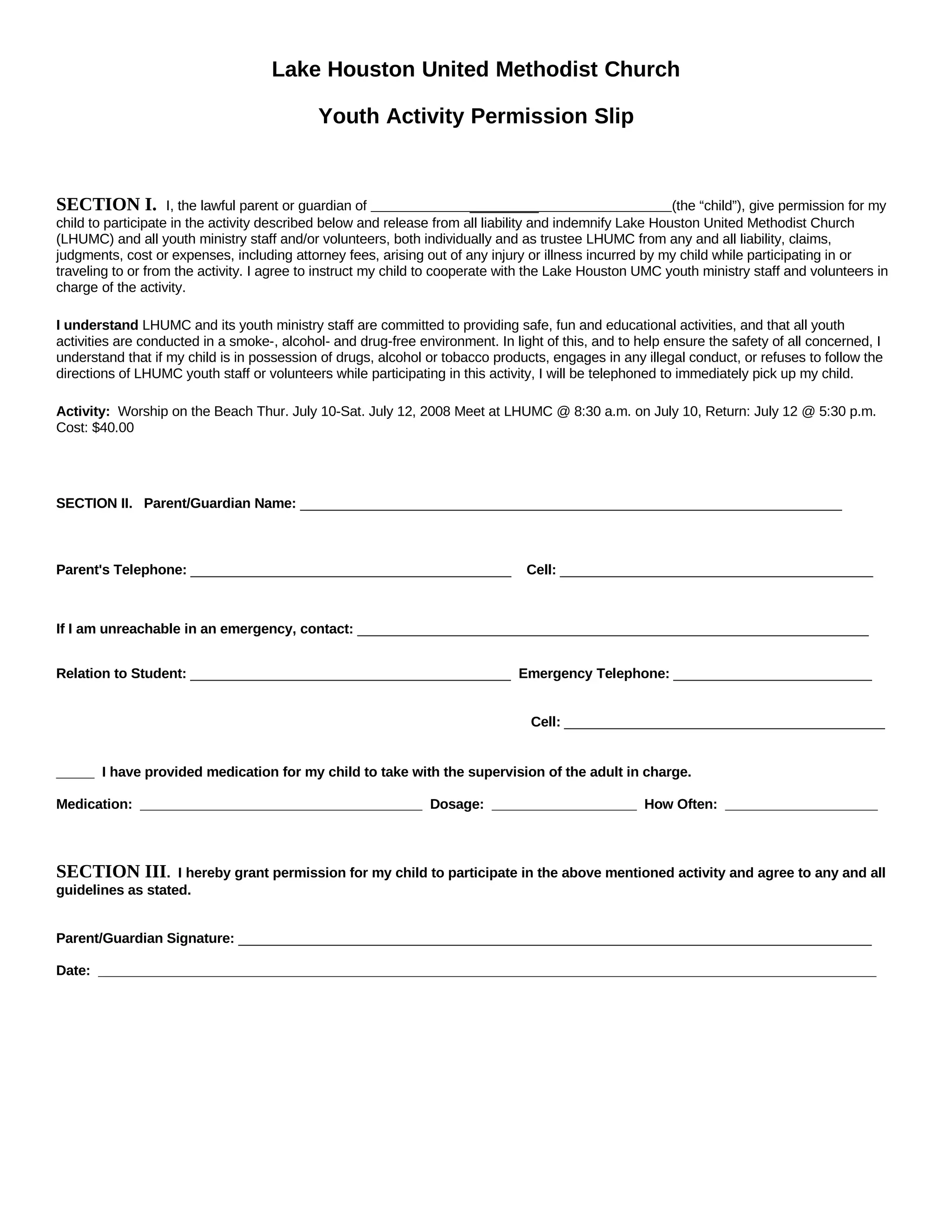 Wotb Release Form July 10 12, 2008