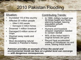 2010 Pakistan Flooding <ul><li>Situation: </li></ul><ul><li>Inundated 1/5 of the country </li></ul><ul><li>Affected 20 mil...