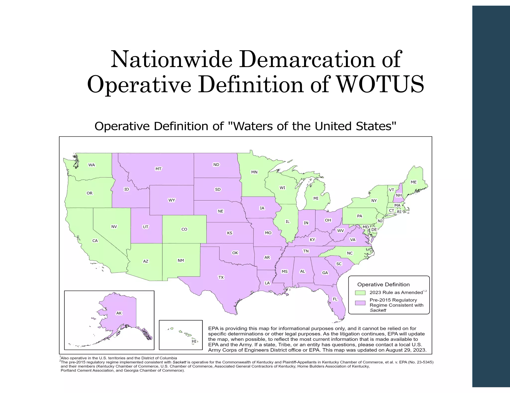 Nationwide Demarcation of
Operative Definition of WOTUS
 