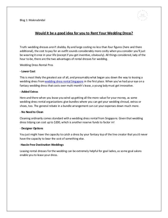 Would It Be A Good Idea For You To Rent Your Wedding Dress