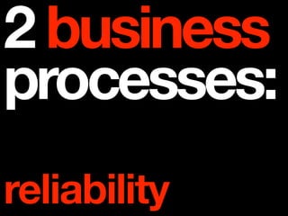 2 business
processes:
reliability
 