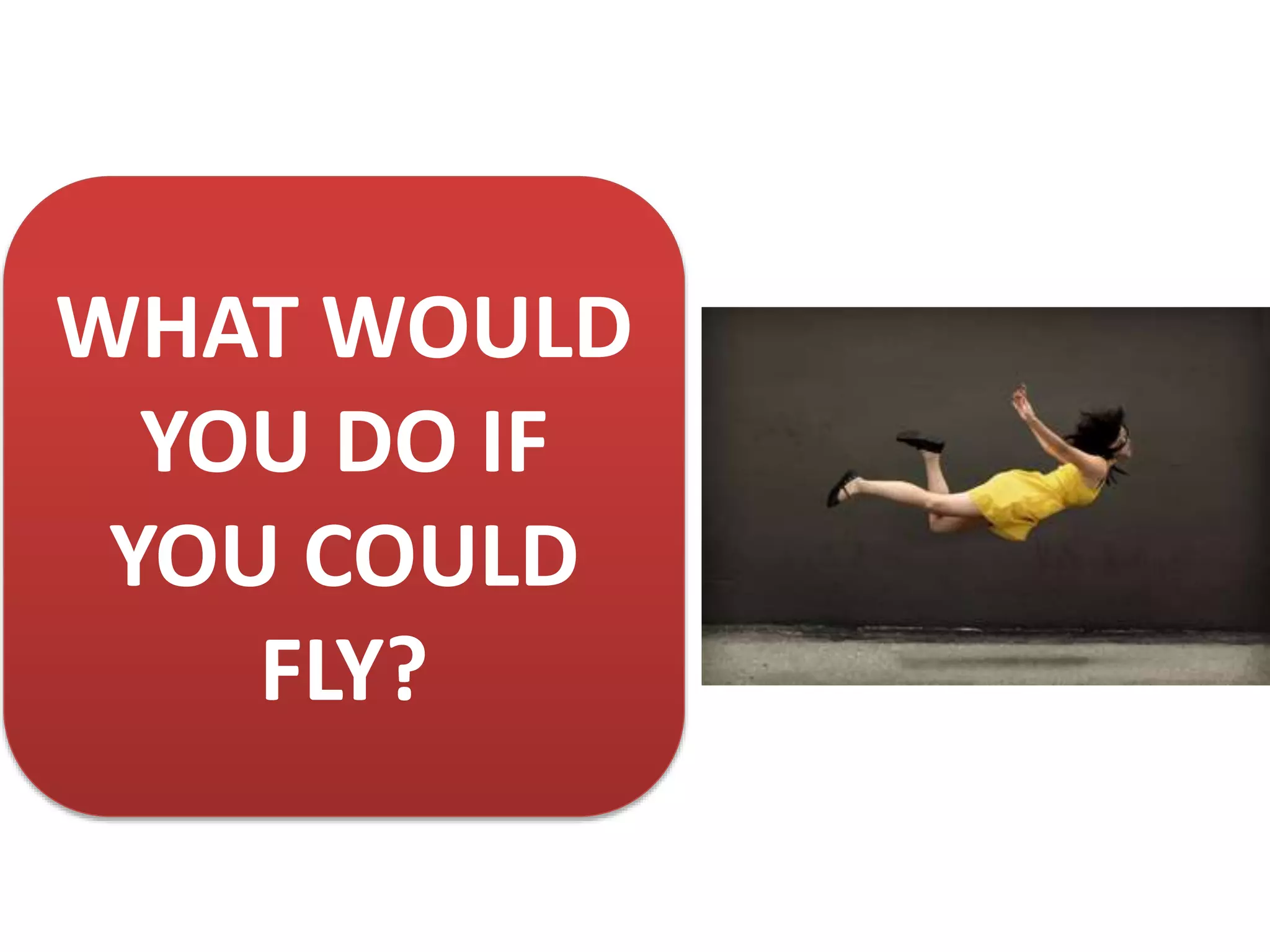 WHAT WOULD
YOU DO IF
YOU COULD
FLY?