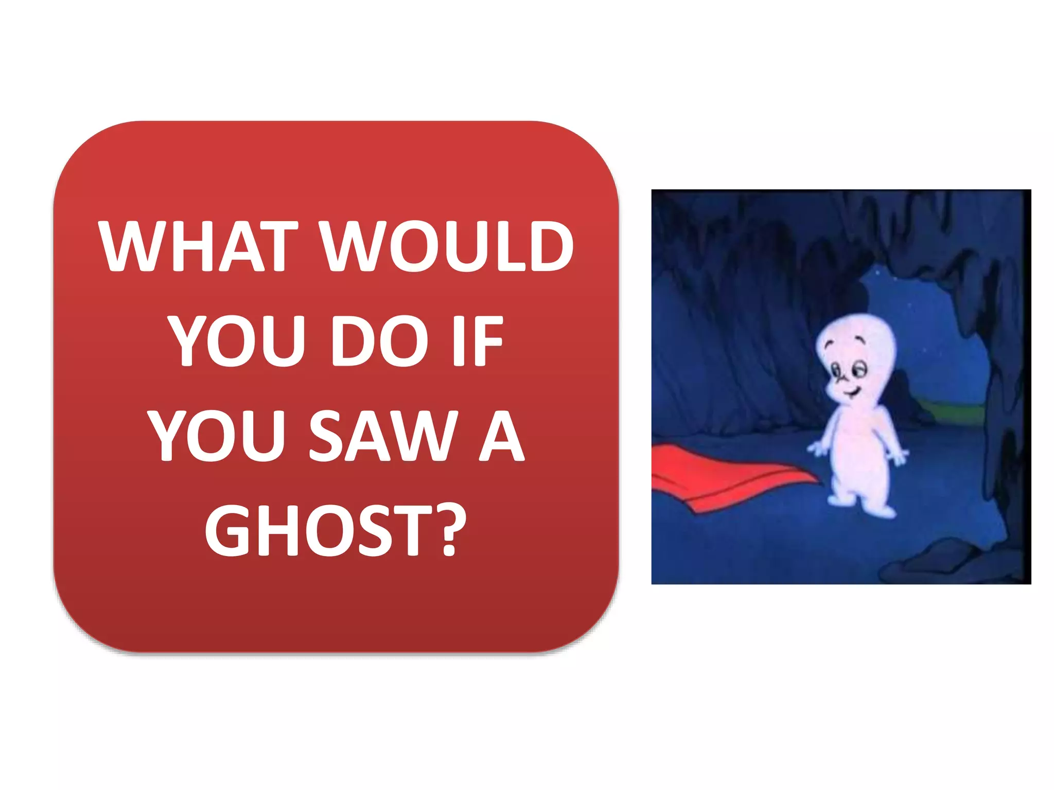 WHAT WOULD
YOU DO IF
YOU SAW A
GHOST?