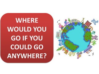 WHERE
WOULD YOU
GO IF YOU
COULD GO
ANYWHERE?