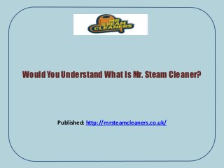 Would You Understand What Is Mr. Steam Cleaner?
Published: http://mrsteamcleaners.co.uk/
 