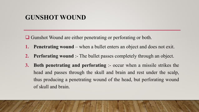Wound Ballistics Of Rifled Firearm.pptx | First Aid | Injuries