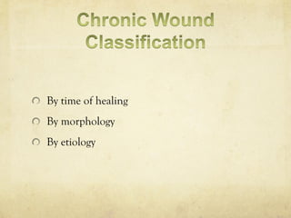 By time of healing
By morphology
By etiology
 