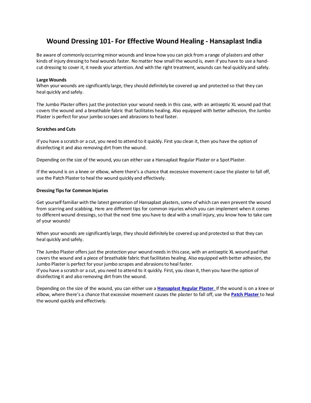 Wound Dressing 101 For Effective Wound Healing Hansaplast
