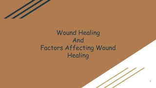 Wound Healing
And
Factors Affecting Wound
Healing
1
 