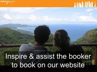 Inspire & assist the booker
  to book on our website
 