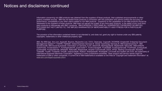 Notices and disclaimers continued
World of Watson 201625
Information concerning non-IBM products was obtained from the suppliers of those products, their published announcements or other
publicly available sources. IBM has not tested those products in connection with this publication and cannot confirm the accuracy of
performance, compatibility or any other claims related to non-IBM products. Questions on the capabilities of non-IBM products should be
addressed to the suppliers of those products. IBM does not warrant the quality of any third-party products, or the ability of any such third-
party products to interoperate with IBM’s products. IBM EXPRESSLY DISCLAIMS ALL WARRANTIES, EXPRESSED OR IMPLIED,
INCLUDING BUT NOT LIMITED TO, THE IMPLIED WARRANTIES OF MERCHANTABILITY AND FITNESS FOR A PARTICULAR
PURPOSE.
The provision of the information contained herein is not intended to, and does not, grant any right or license under any IBM patents,
copyrights, trademarks or other intellectual property right.
IBM, the IBM logo, ibm.com, Aspera®, Bluemix, Blueworks Live, CICS, Clearcase, Cognos®, DOORS®, Emptoris®, Enterprise Document
Management System™, FASP®, FileNet®, Global Business Services ®, Global Technology Services ®, IBM ExperienceOne™, IBM
SmartCloud®, IBM Social Business®, Information on Demand, ILOG, Maximo®, MQIntegrator®, MQSeries®, Netcool®, OMEGAMON,
OpenPower, PureAnalytics™, PureApplication®, pureCluster™, PureCoverage®, PureData®, PureExperience®, PureFlex®, pureQuery®,
pureScale®, PureSystems®, QRadar®, Rational®, Rhapsody®, Smarter Commerce®, SoDA, SPSS, Sterling Commerce®, StoredIQ,
Tealeaf®, Tivoli®, Trusteer®, Unica®, urban{code}®, Watson, WebSphere®, Worklight®, X-Force® and System z® Z/OS, are trademarks of
International Business Machines Corporation, registered in many jurisdictions worldwide. Other product and service names might be
trademarks of IBM or other companies. A current list of IBM trademarks is available on the Web at "Copyright and trademark information" at:
www.ibm.com/legal/copytrade.shtml.
 
