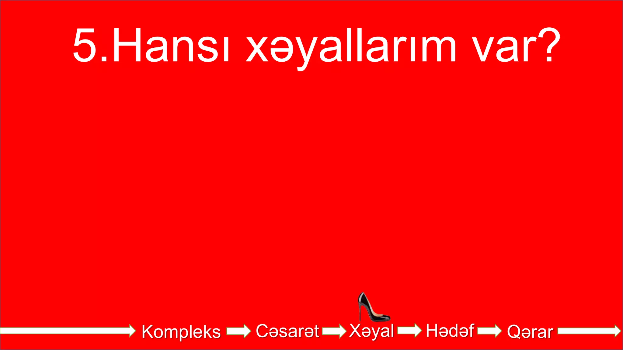 Kompleks Cəsarət Xəyal Hədəf Qərar
5.Hansı xəyallarım var?
 
