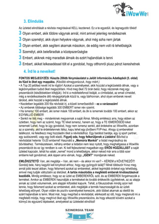 3. Elindulás
Az üzleted elindítását a névlista megírásával KELL kezdened. Ez a te egyedüli, és legnagyobb tőkéd!
3 Olyan embert, akik többre vágynak annál, mint amivel jelenleg rendelkeznek
3 Olyan személyt, akik olyan helyekre vágynak, ahol még soha nem jártak
3 Olyan embert, akik segíteni akarnak másokon, de eddig nem volt rá lehetőségük
3 Személyt, akik belefáradtak a középszerűségbe
3 Embert, akiknek még maradtak álmaik és ezért hajlandóak is tenni
3 Embert, akiket lelkesedéssel tölt el a gondolat, hogy otthonról plusz pénzt kereshetnek
    4. Írd le a neveiket!
FONTOS MEGJEGYZÉS: Készíts 200db fénymásolatot a Jelölt Információs Adatlapból (5. oldal)
és fűzd le őket egy mappába. (Később elmagyarázzuk, hogy miért.)
• A Top 20 jelölted nevét írd le rögtön! Azokat a személyeket, akik hozzád a legközelebb állnak, vagy a
legkönnyebben tudod őket megszólítani. Hívd meg őket 72 órán belül, hogy nézzenek meg egy
prezentációt (későbbiekben kifejtjük). Írd ki a mobiltelefonod listáját, a címlistádat, az email címeidet,
még a rendelkezésedre álló névjegykártyák közül is, vagy bárhonnan, ahol olyan emberek neveit
tárolod, akik hozzád a legközelebb állnak.
• Kezdetben legalább 200 fős névlistát írj, a közeli ismerőseidből – ez a varázsszám!
• Az emberek többsége legalább 300 EMBERT ismer név szerint.
• Ha ismersz 100 embert, aki ismer másik 100 embert, és ők is ismernek további 100 embert, akkor az
EGYMILLIÓ EMBER!
• Senkit ne ítélj meg – mindenkinek megvannak a saját Álmai. Mindig emlékezz arra, hogy ebben az
üzletben, hogy nem az számit, hogy TE kiket ismersz, hanem az, hogy a TE ISMERŐSEID kiket
ismernek! Lehet, hogy te úgy gondolod, hogy nem ismersz senkit, akit érdekelne az iWowWe, azonban
az a személy, akit te érdektelennek ítélsz, kapu lehet egy jövőbeni FVP-hez. Ahogy új emberekkel
találkozol, ne feledkezz meg hozzáadni őket a névlistádhoz. Egy barátod barátja, egy új sport partner,
egy autószerelő, vagy egy bolti eladó. Figyelj oda, hogy felkerüljenek a Listádra! Bővítsd a
névlistádat hetente 15-20 emberrel! Használd a „Memória Mankót” a listád megírásához és
bővítéséhez. Természetesen, néhány ember a listádon nem lesz nyitott, hogy meghallgassa a WowWe
prezentációt és ez így rendben is van. Ki kell fejlesztened magadban egy ERŐS HOZZÁLLÁST a saját
üzleted kapcsán, tehát ha valaki „nemet” mond a lehetőségre, akkor neked már arra a több ezer
emberre kell gondolnod, akik éppen arra várnak, hogy „IGENT” mondjanak neked.
EMLÉKEZTETŐ: Van, aki meglátja – Van, aki nem – és akkor mi van? – KÉREM a KÖVETKEZŐT!
Gondolj bele, hány kagylót kell kinyitnod ahhoz, hogy egy gyöngyöt találj!? Minél többször hívsz meg,
annál jobb leszel abban, hogy felismerd azokat az embereket, akiket leginkább érdekel egy lehetőség,
amivel meg tudják változtatni az életüket. A tartós másolódás a megfelelő emberek kiválasztásával
kezdődik. Mindig emlékezz, hogy ez az üzlet az EMBEREKRŐL szól, és az EMBEREK forgalmazzák a
terméket. Amikor az EMBEREK használják a termékeket és tovább értékesítik ügyfeleknek, az az alapja
annak az üzleti volumennek, ami alapján kifizetést kapunk. Tehát, a fókuszodnak mindig azon kell
lennie, hogy felismerd azokat az embereket, akik meglátják a termék hasznosságát és az üzleti
lehetőség előnyeit. Olyan vidám és pozitív személyeket keresünk, akik többet akarnak az élettől és
ezért hajlandóak is tenni. Most már, hogy megírtad a névlistádat, elérkezett az idő, hogy megtanuld mi a
megfelelő módja, hogy meghívd őket egy iWowWe prezentációra, és hogy elkezdd követni azokat a
könnyű és egyszerű lépéseket, amelyekkel az üzletedet elindítod!

                                         SZINERGIA TEAM

                                                    3
 