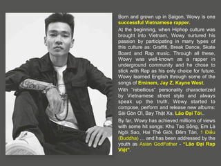 Wowy Rapper Profile The Successful Vietnamese Rapper | PDF