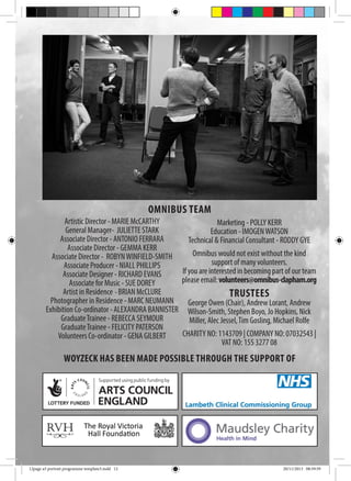 Niall Rolfe Woyzeck Programme | PDF