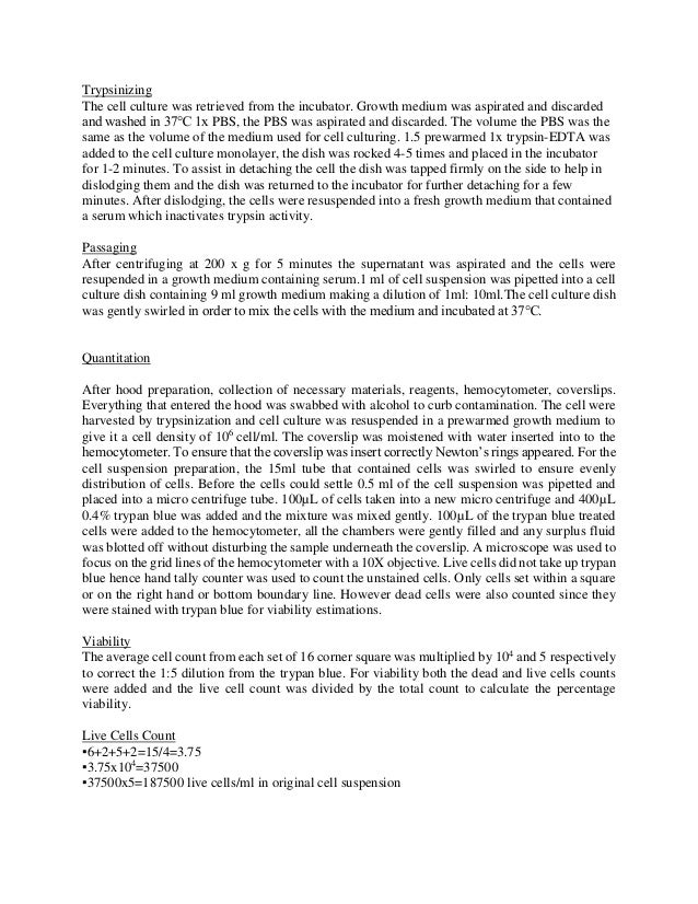Cell culturing lab report