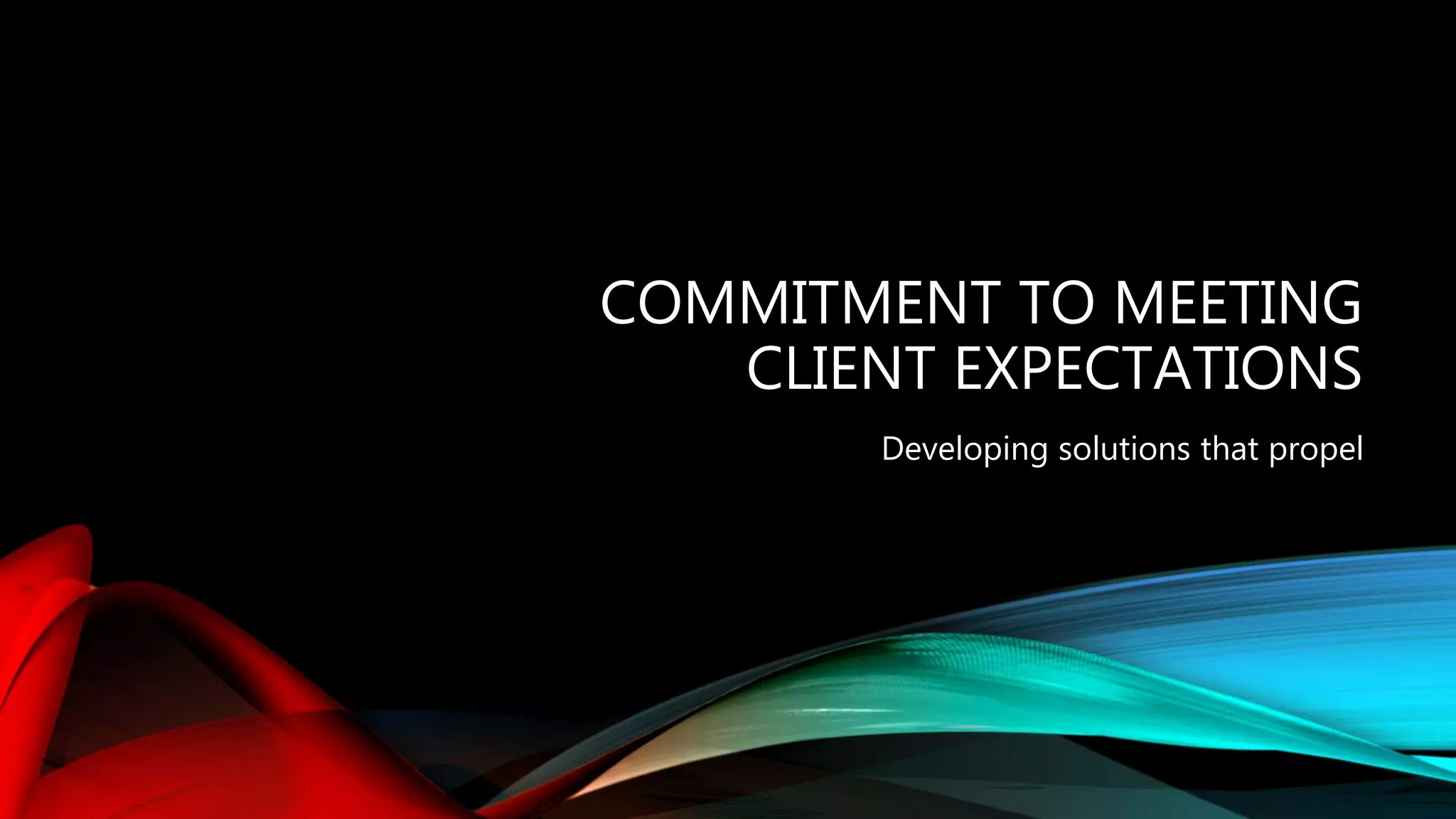 COMMITMENT TO MEETING
CLIENT EXPECTATIONS
Developing solutions that propel
 