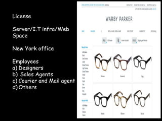 License
Server/I.T infra/Web
Space
New York office
Employees
a) Designers
b) Sales Agents
c) Courier and Mail agent
d) Others
 