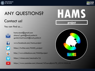 ANY QUESTIONS?
HAMSprojectContact us!
You can find us…
hams.necst@gmail.com
chiara1.gatti@mail.polimi.it
guido2.lanfranchi@mail.polimi.it
www.facebook.com/hams.project
https://twitter.com/HAMS_project
http://www.slideshare.net/HAMSproject
https://vimeo.com/necstxohw16
https://www.youtube.com/channel/UCaovqRpUc7D_Uf2WJHL0rvA
 