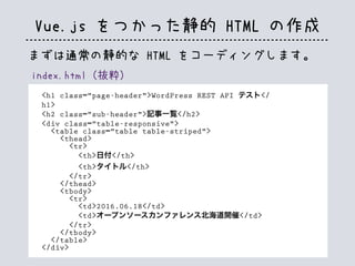 Vue.js をつかった静的 HTML の作成
 