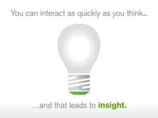 You can interact as quickly as you think...

…and that leads to insight.

 