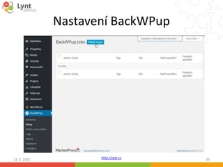 http://lynt.cz
Nastavení BackWPup
13. 6. 2015 39
 