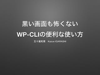 黒い画面も怖くない 
WP-CLIの便利な使い方
五十嵐和恵 Kazue IGARASHI
 