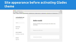 Site appearance before activating Glades
theme
 