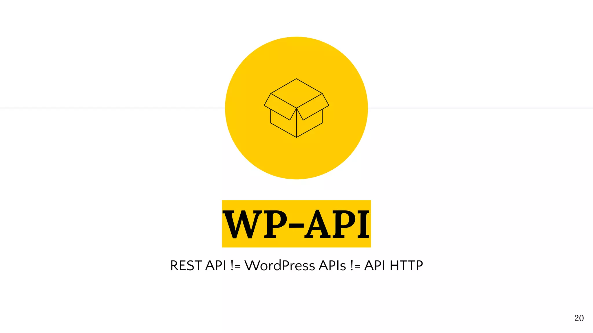 WP-API
REST API != WordPress APIs != API HTTP
20
 