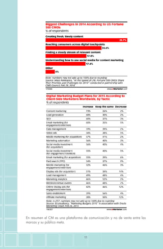 11
En resumen el CM es una plataforma de comunicación y no de venta entre las
marcas y su público meta.
 